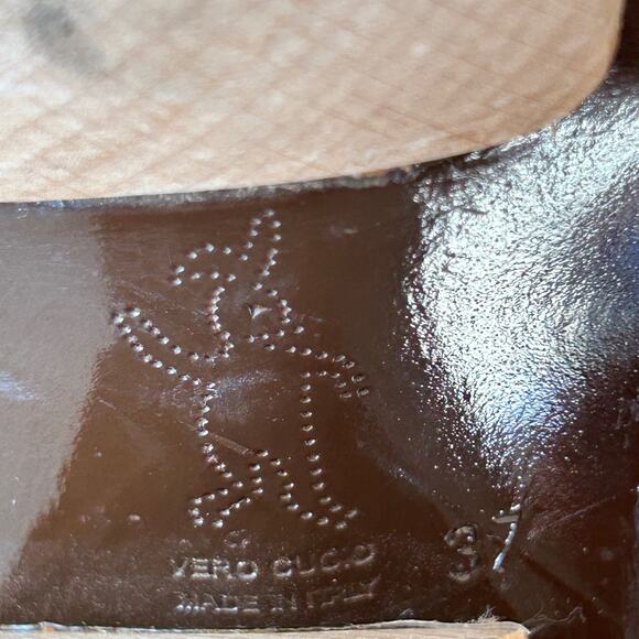 Marni Platform Heels Size 37 EU 7 US Brown‎ Patent Leather Slingback Authentic - Picture 15 of 16